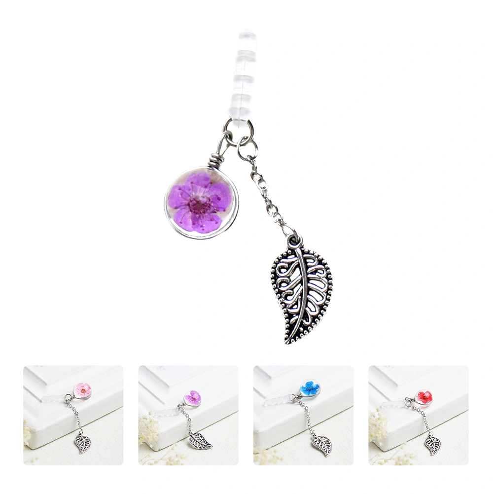 2Pcs 3.5mm Flower Leaf Earphone Plugs Lovely Anti-dust Plug Pendants