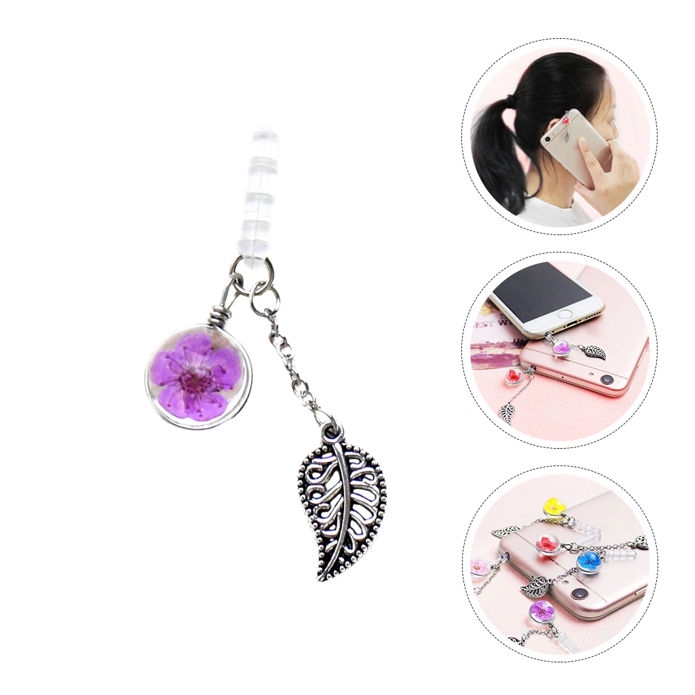 2Pcs 3.5mm Flower Leaf Earphone Plugs Lovely Anti-dust Plug Pendants