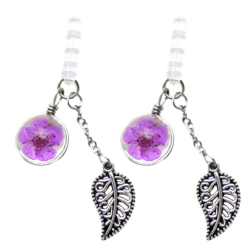 2Pcs 3.5mm Flower Leaf Earphone Plugs Lovely Anti-dust Plug Pendants