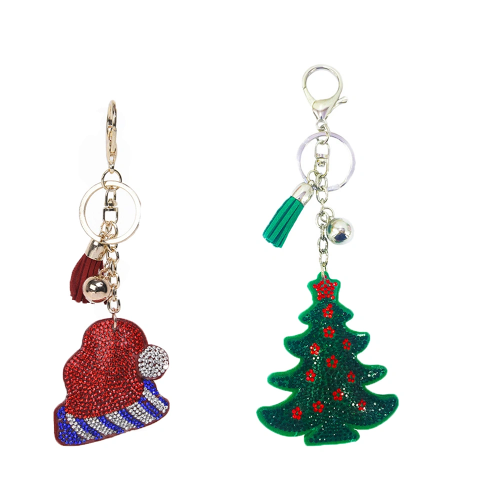 Christmas Keychain Creative Key Rings Decor Bag Hanging Ornament Car Pendant (Christmas Hat)