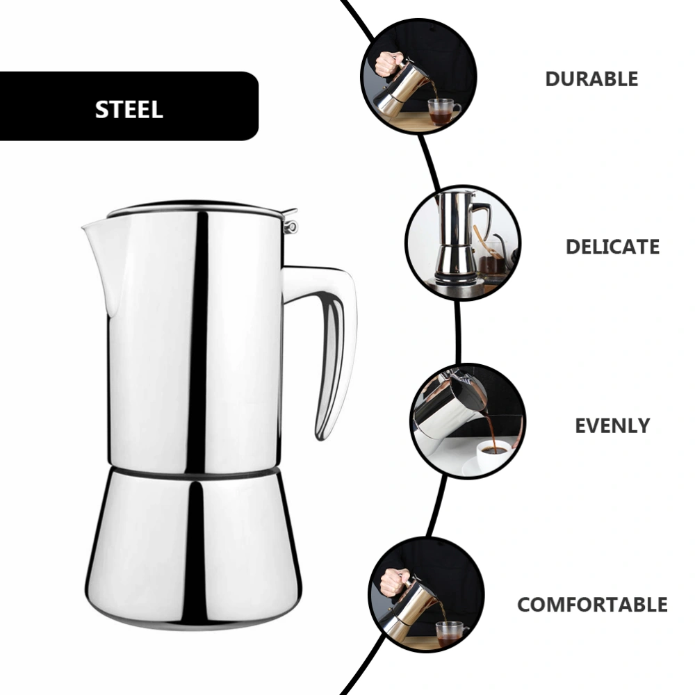 1pc 304 Stainless Steel Moka Pot Espresso Coffee Pot Espresso Coffee Maker (Silver)