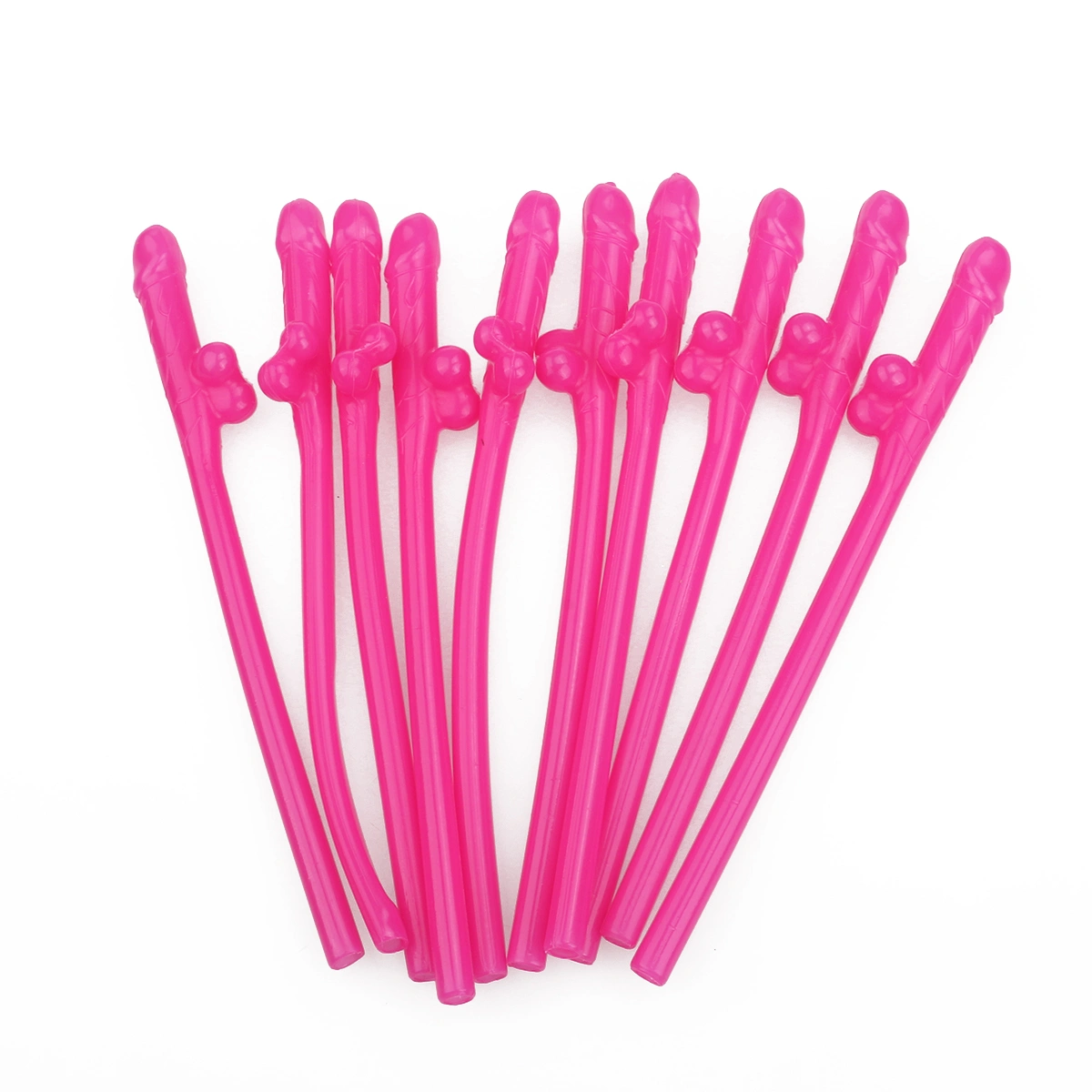 10pcs Naughty Sipping Straws Willy Shaped Drinking Straws for Hen / Girls Party (Rose Red)