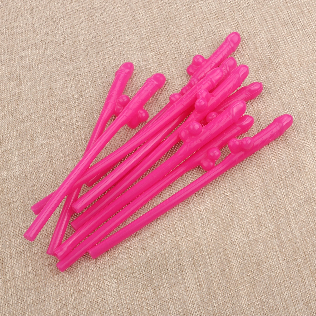 10pcs Naughty Sipping Straws Willy Shaped Drinking Straws for Hen / Girls Party (Rose Red)