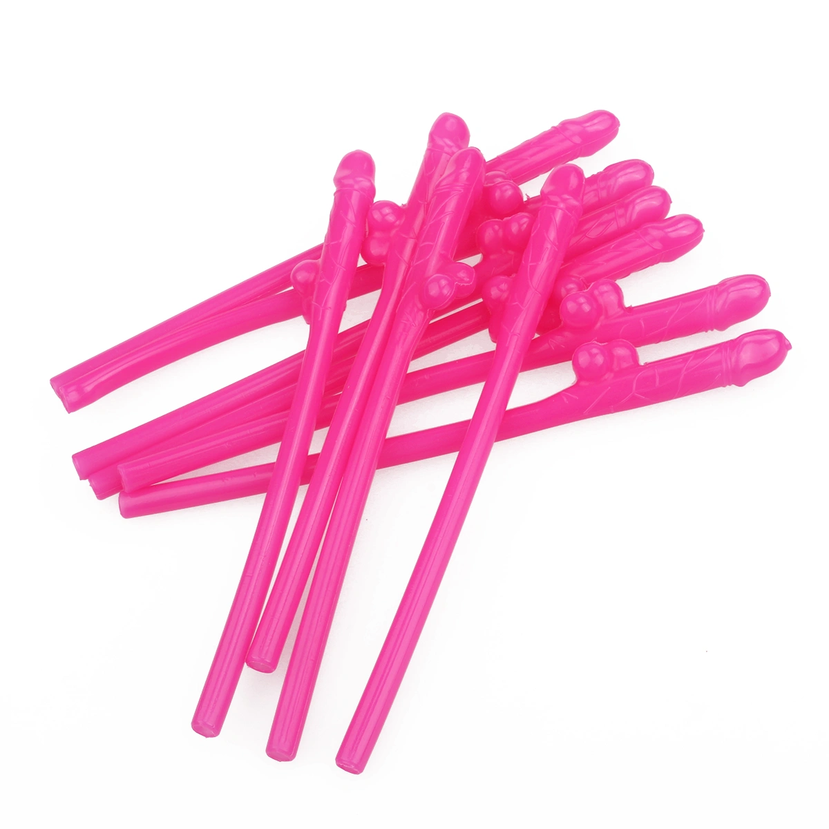 10pcs Naughty Sipping Straws Willy Shaped Drinking Straws for Hen / Girls Party (Rose Red)