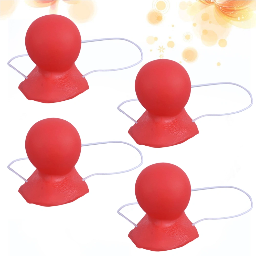 4pcs/pack Rubber Red Nose Honking Clown Nose for Halloween Masquerade Carnival