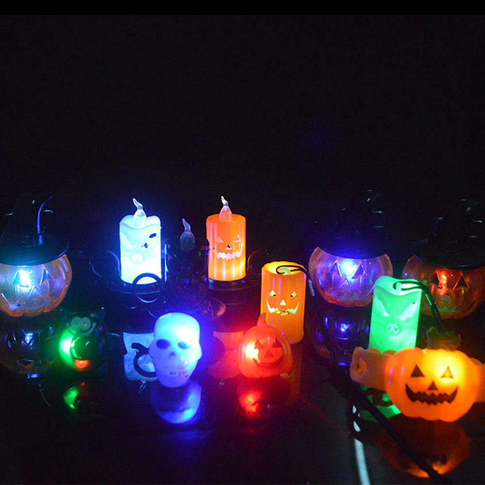 2pcs Children Halloween Glow Flash Bracelet Kids Pumpkin Plastic Bracelet Hand Rings Party Supplies