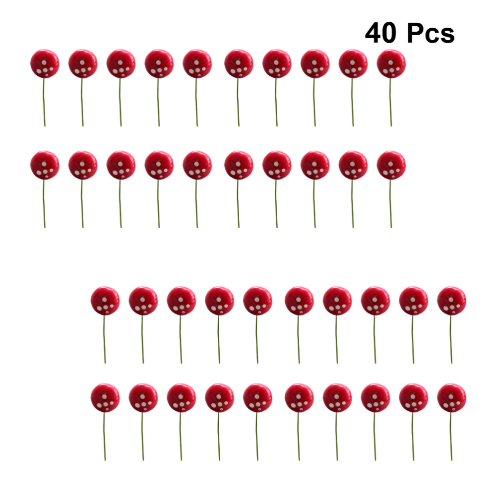 40pcs DIY Moss Micro Landscape Decor Adorable Craft Creative Mushroom Ornament (Red, Size L)