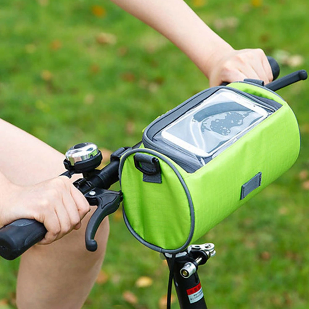 Bike Cylinder Bag Wear Resistant Bike Handlebar Bag Phone Touch Bag for Cycling (Green)