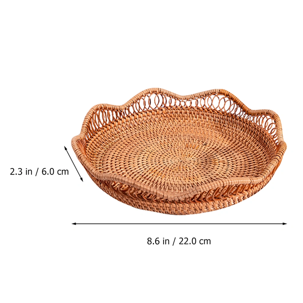 Rattan Woven Basket Shallow Weaved Storage Basket for Party And Wedding