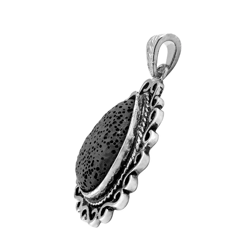 Diy Lava Stone Charm Jewelry Lava Stone Charm Jewelry Pendant Metal Frame Lava Stone Charm