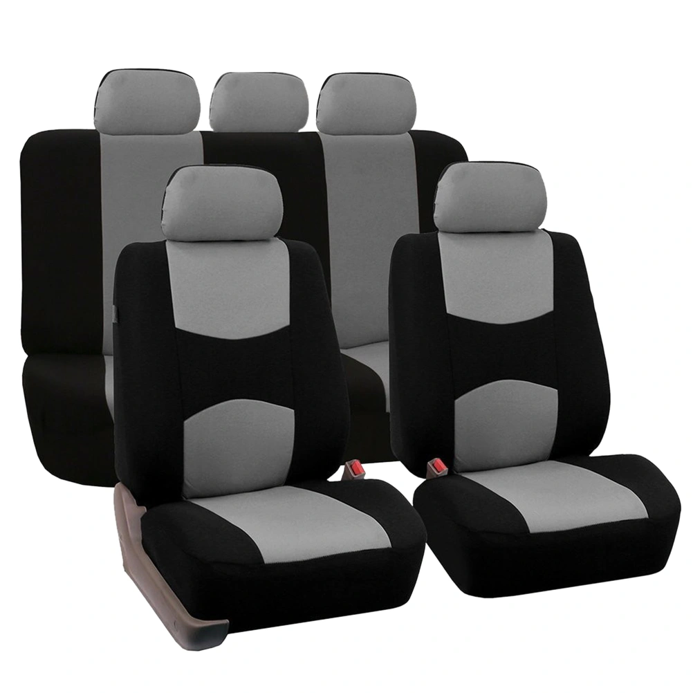 9 Pcs Full Set Car Seat Covers with Detachable Headrests Universal Fit Interior Split Bench Covers(Red)