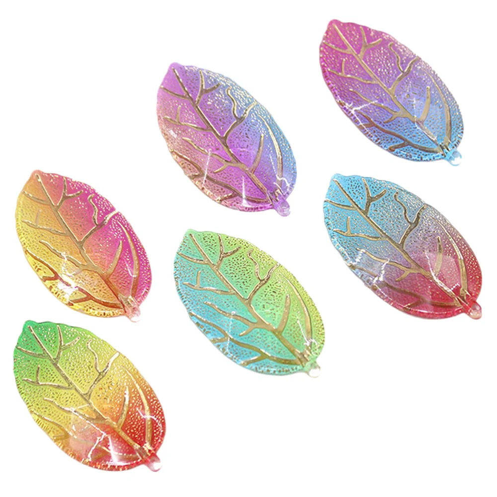 30Pcs DIY Leaves Accessories Gradient Color Leaves Adornments Resin Accessories