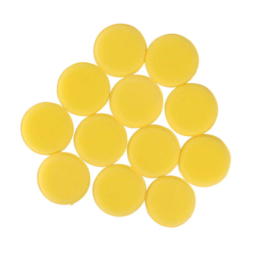 12pcs Yellow Waxing Polish Wax Sponge Applicator Pads Vehicle Glass Clean