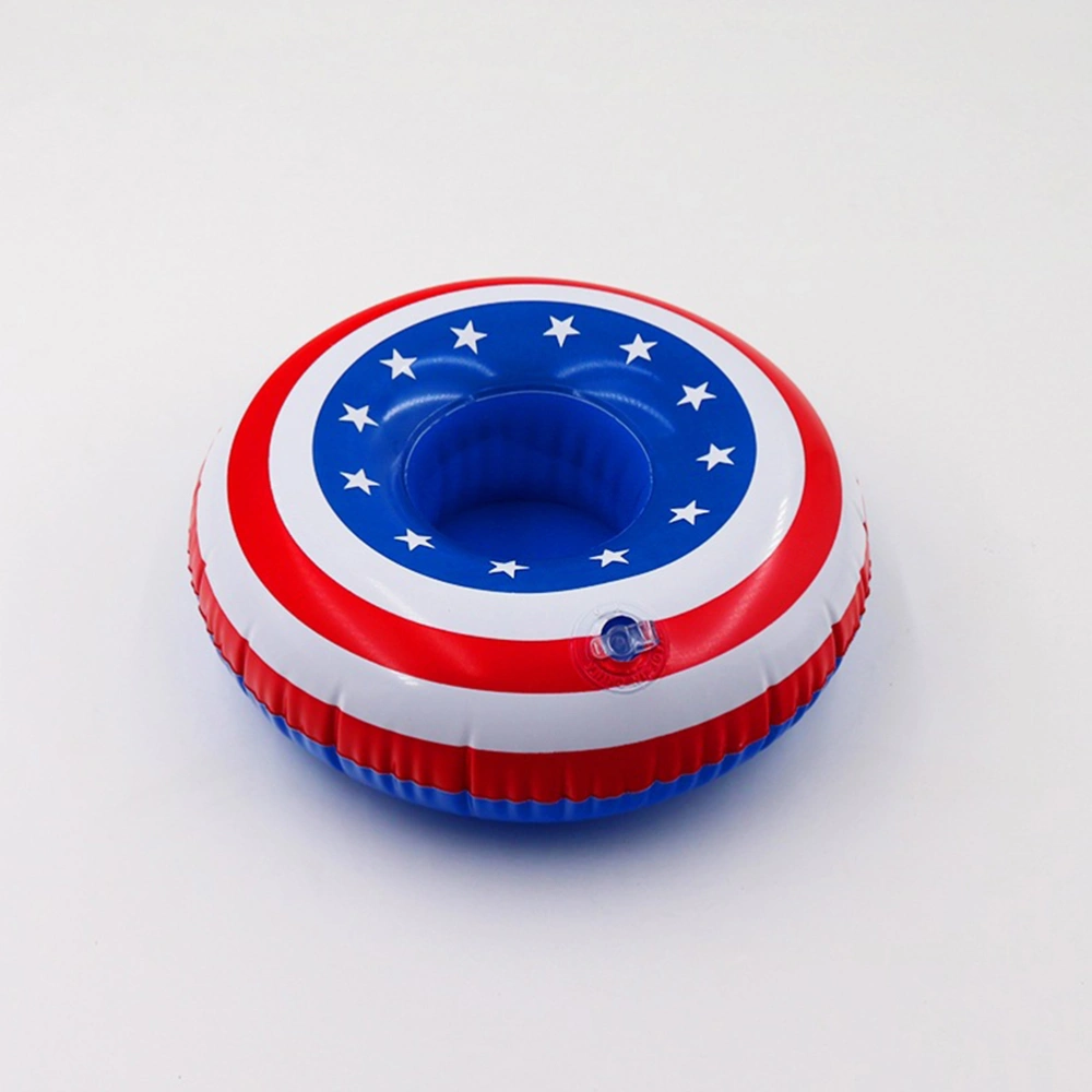 6pcs American Flag Table Placemats Air Inflation Coaster Creative Placemat Floating Beverage Cup Holder