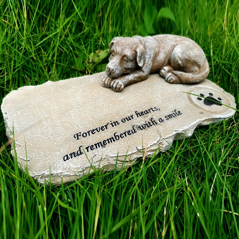 Dog Memorial Gift Statue Dog Ornament Resin Dog Memorial Stone Pet Memorial Stone for Garden