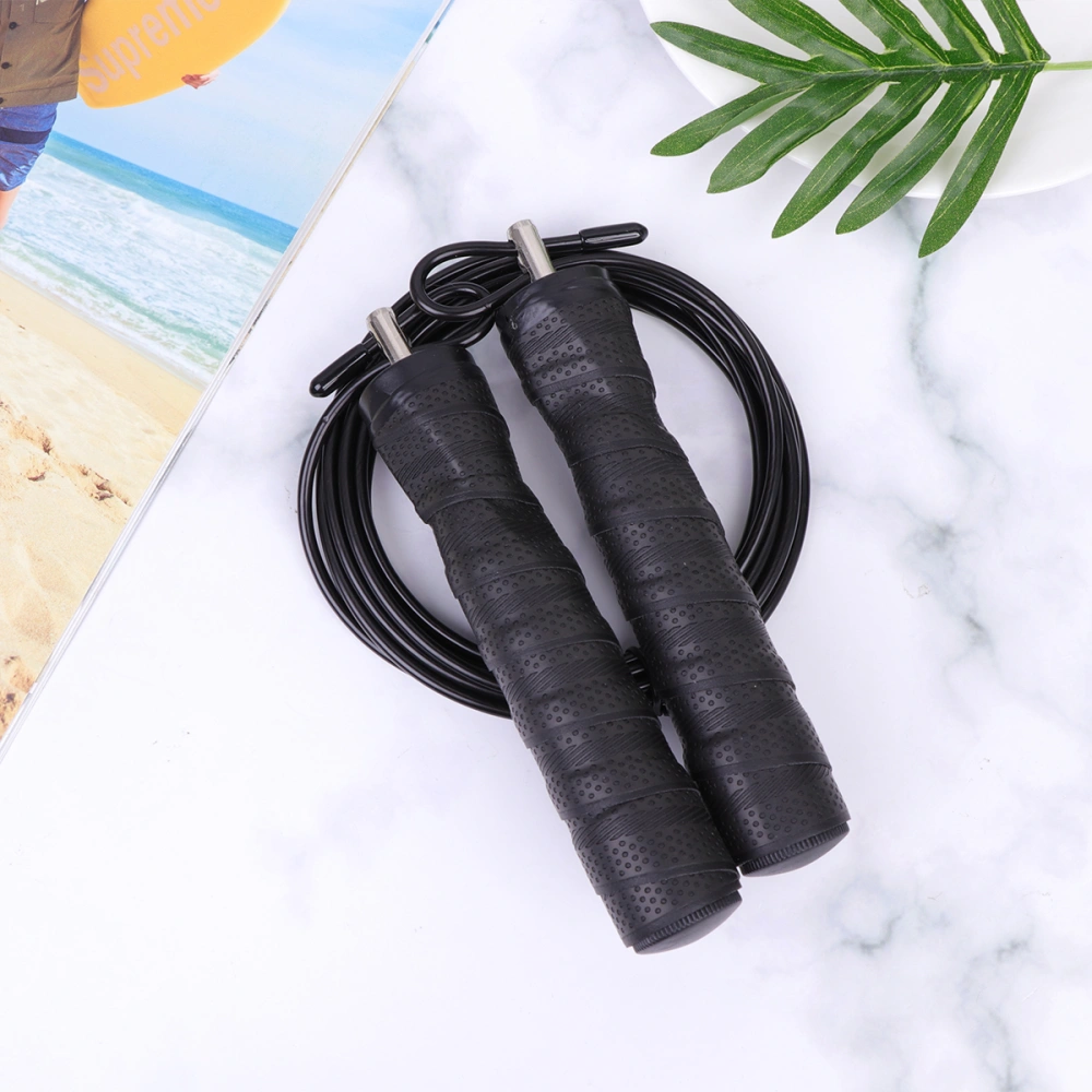 Fitness Jump Rope Sweat-absorbent Bearing Jump Rope Comfortable Handle Skipping Rope with Steel Wire for Fitness Exercise (Black)