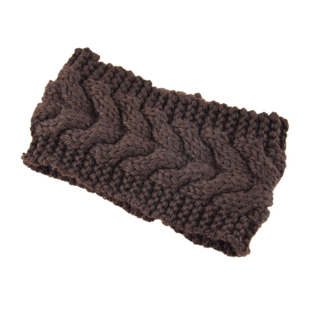 Warm Knitted Hair Ribbon Band Ear Hairband Autumn Winter Crochet Headbands for Women Girls (Coffee)