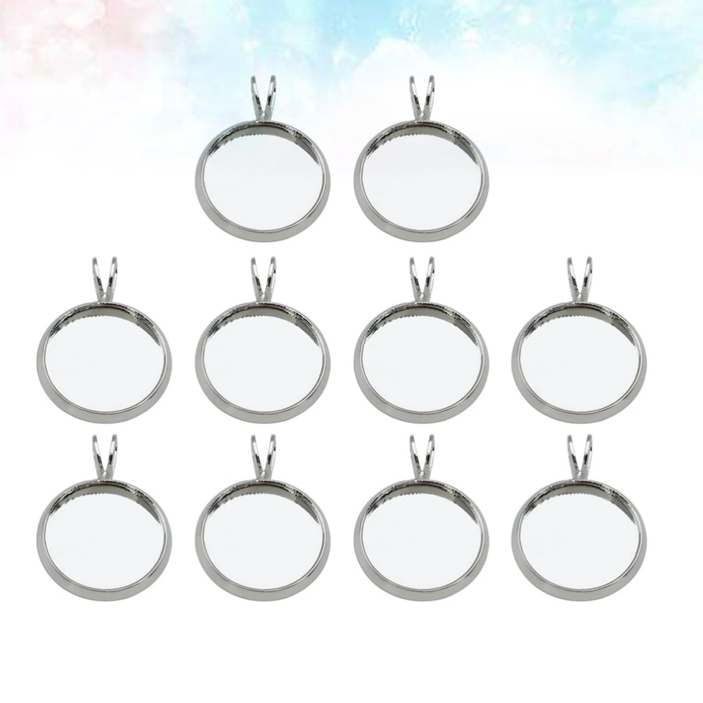 10PCS DIY Time Bezel Pendants Vintage V-shaped Hanging Tray Pendants Simple DIY Round Trays Pendant Multifunction Copper DIY Tray Pendants for DIY Crafts Jewelry Making Use (Inner 18MM)