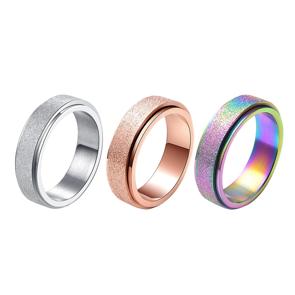 3pcs Stainless Steel Colorful Rings Rotating Finger Rings Male Female Rings