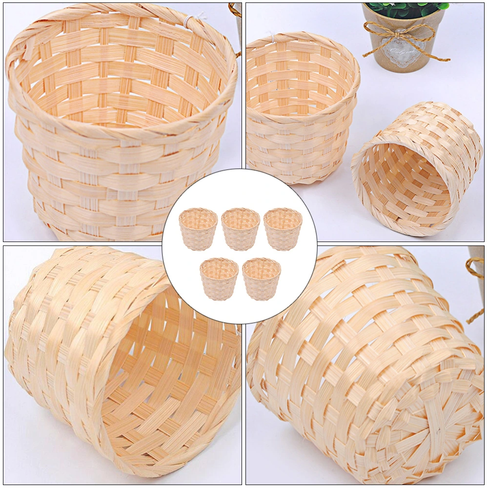 5pcs Handmade Storage Baskets Bamboo Weaving Fruit Baskets Home Sundries Basket