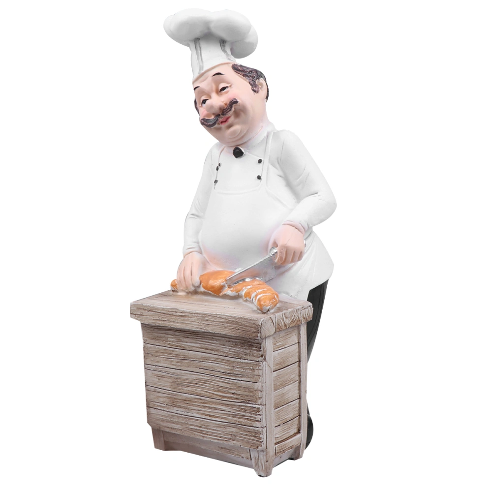 1pc Chef Model European Style Resin Mini Cook Statue Figurine Adornment for Restaurant (Bread Chef)