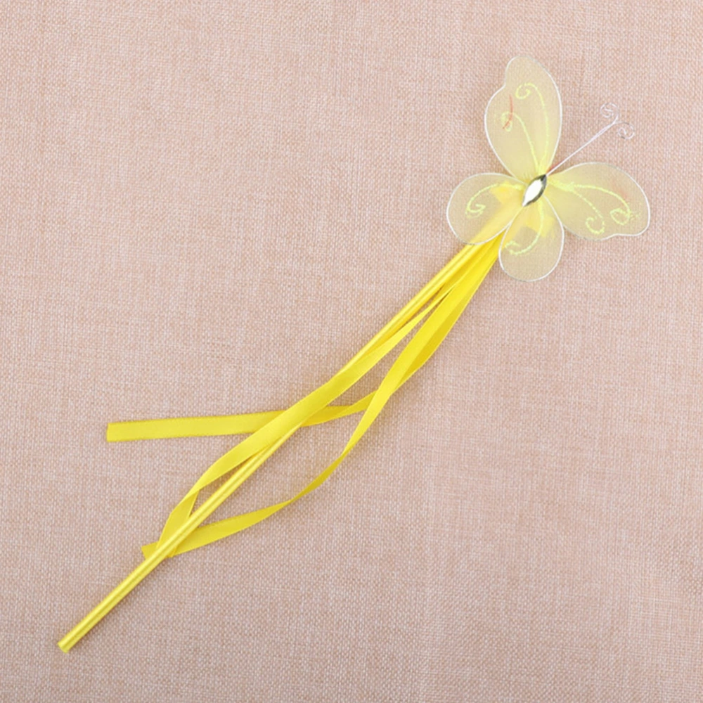 8pcs Girls Lovely Sparklers Beautiful Fairy Stick Fairy Wand with Ribbons for Kids Girls Cosplay Costume (2pcs for White, Yellow, Red and Pink)