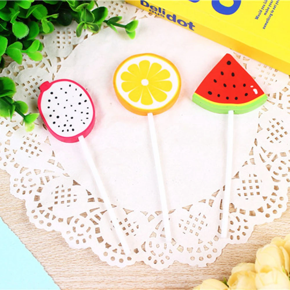 6pcs Fruit Shaped Pencil Eraser Creative Stationery School Supplies for Kids Students (Assorted Pattern)