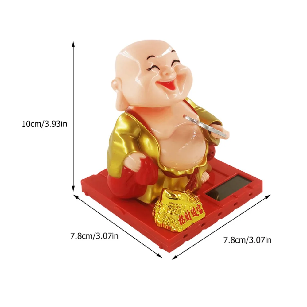 1pc Solar Power Maitreya Buddha Figurine Buddha Ornament Car Interior Decoration