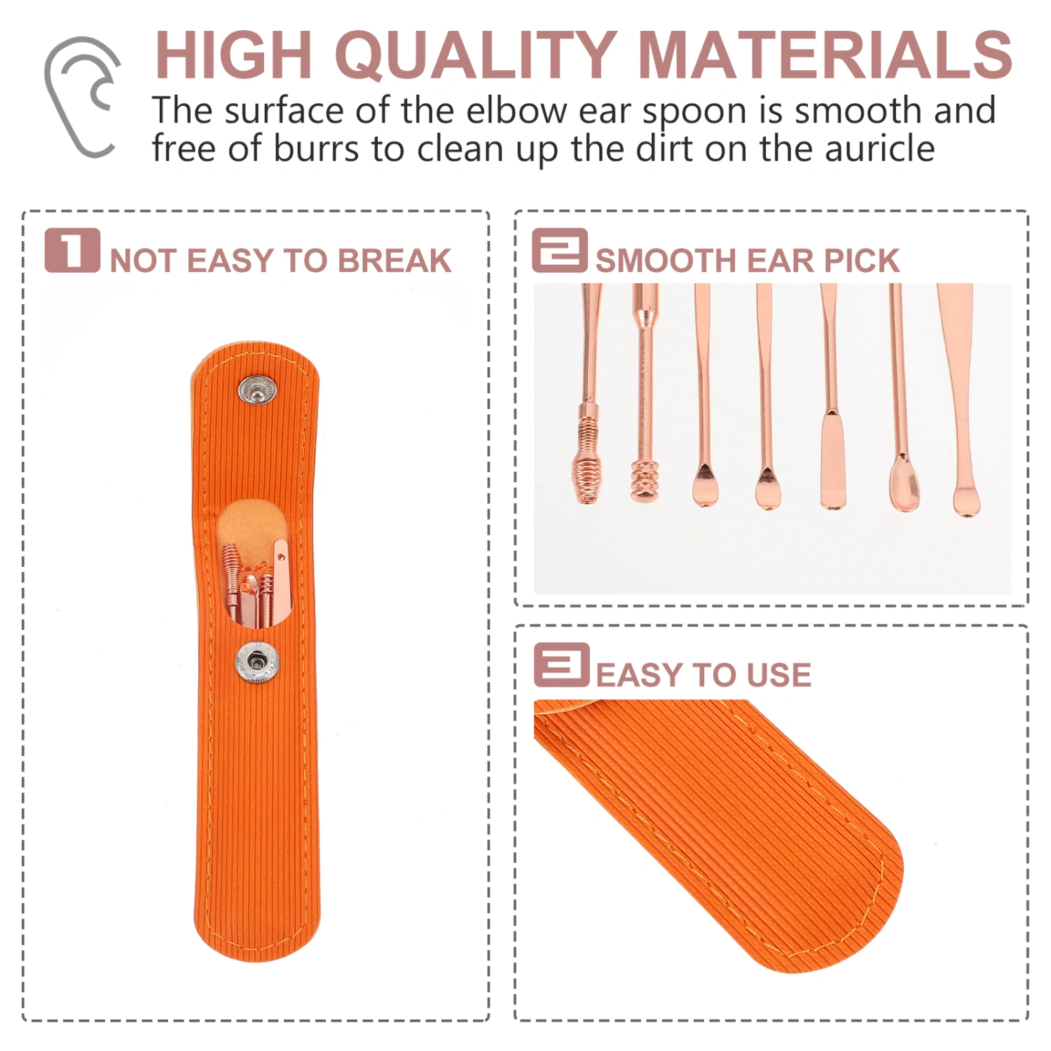 7Pcs Stainless Steel Earwax Removal Tools Ear Pick Tools Ear Cleaning Tools with Bag
