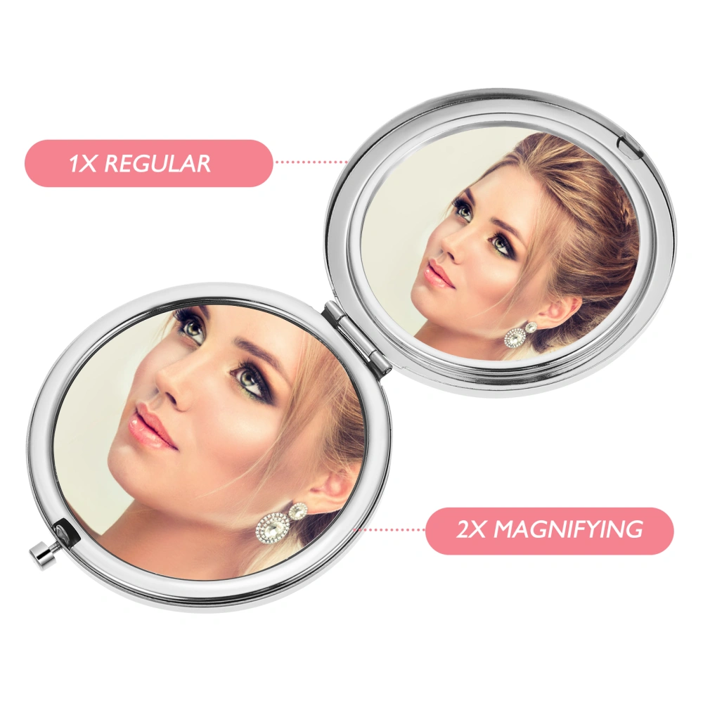 Double Side Pocket Mirror Portable Metal Mirror Outdoor Make Up Mirror