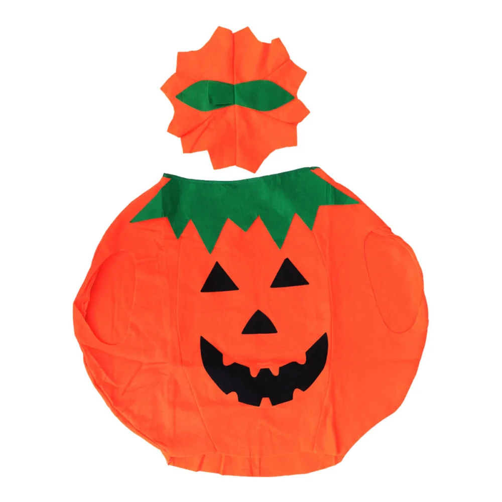 Children Halloween Cloak Pumpkin Cape Hat Set Party Accessories for Halloween Kids Cosplay Costume Party