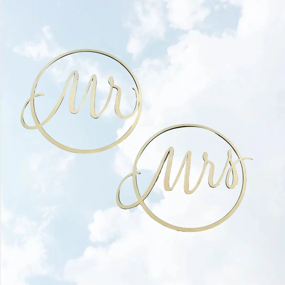 2pcs in A Set Wedding Chair Back Hanger Creative Wall Hanging Home Decor Wedding Chair Decorations (Mr and Mrs Letters)