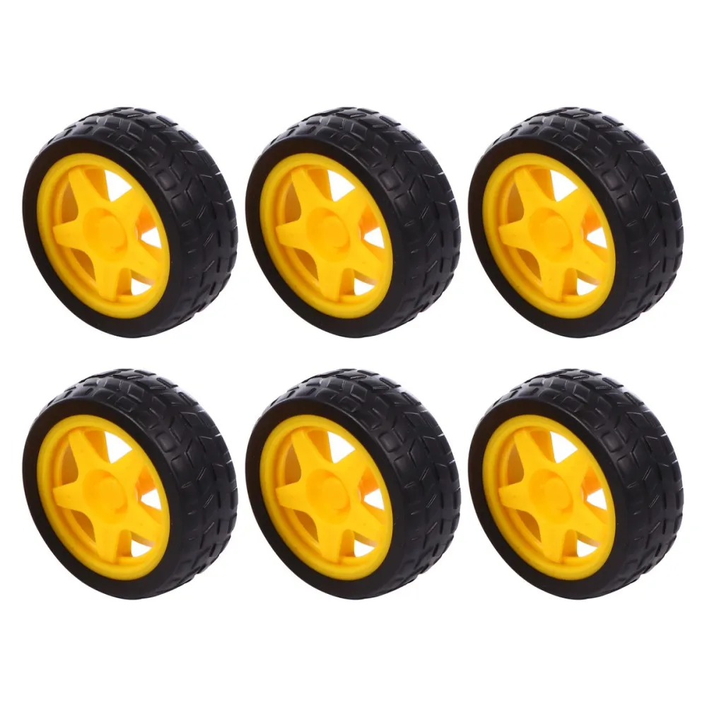 6pcs Children Rubber Bauble Wheel Robot Tracing Line Patrol Car Accessories