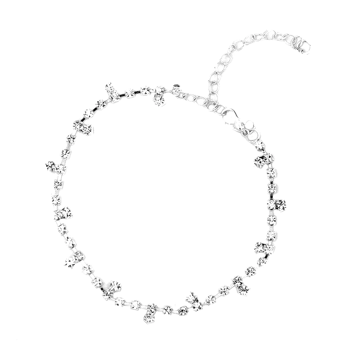 Glossy Rhinestone Decorated Women's Girls Metal Anklet Ankle Bracelet Chain