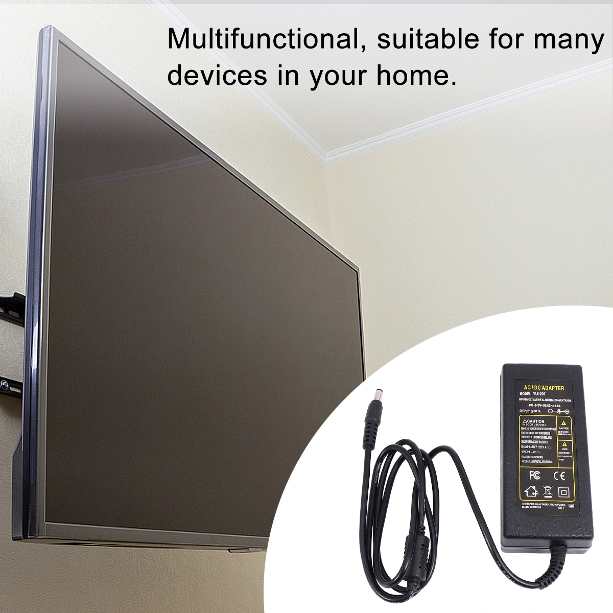 1 Set Professional 12V 7A AC Power Adapter Travel Charger Power Supply Power Charger Power Adapter Cable