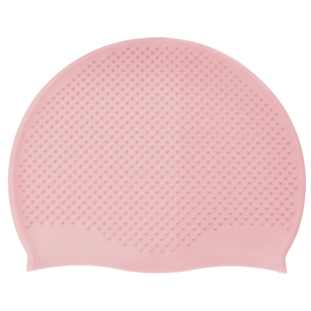 1PC Ear Protection Swimming Hat Waterproof Swimming Caps Silica Gel Massage Granules Caps Elastic Ear Protective Swimming Accessory for Swimming Use Pink