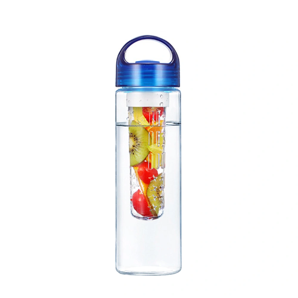 750ml Plastic Water Bottle Portable Fruit Juice Leakproof Drinking Cup for Travel Sports (Blue)