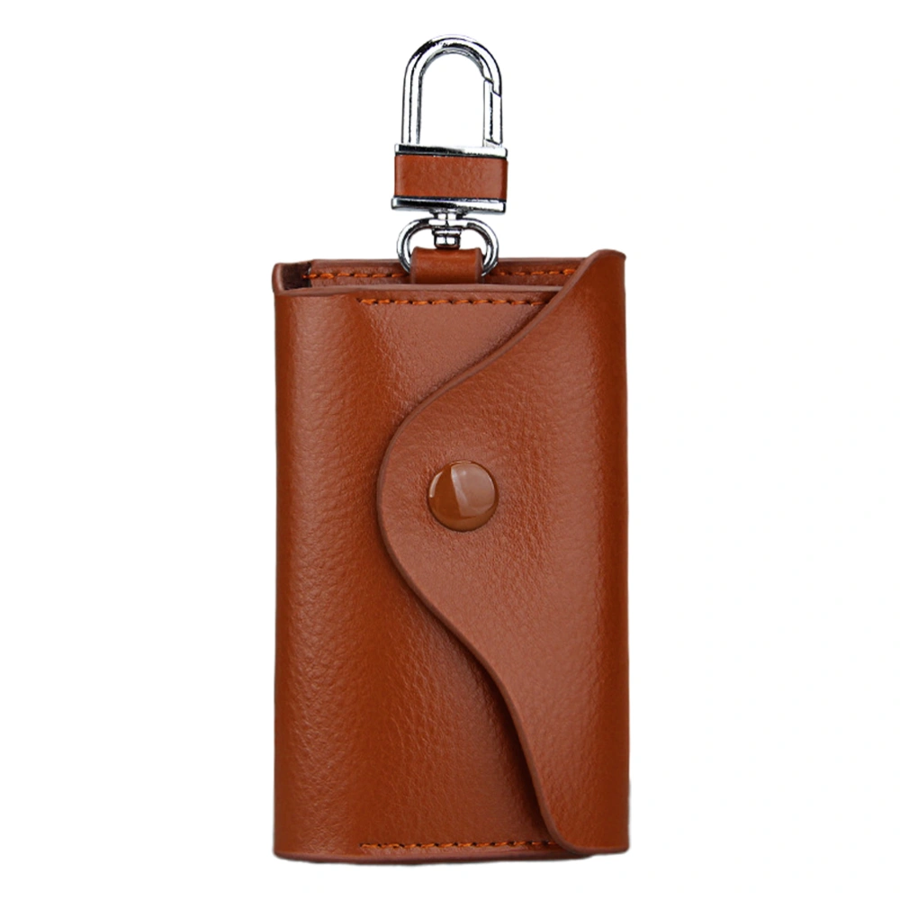 Leather Car Key Pouch Universal Keys Storage Bag Hanging Waist Key Case Holder for Women Men (Brown)