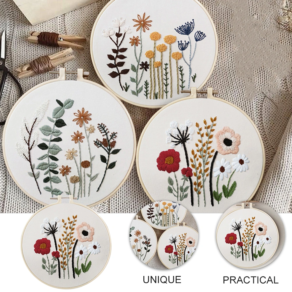 1 Set Embroidery Kit Household Hand Craft Tool Embroidery Material for Beginner