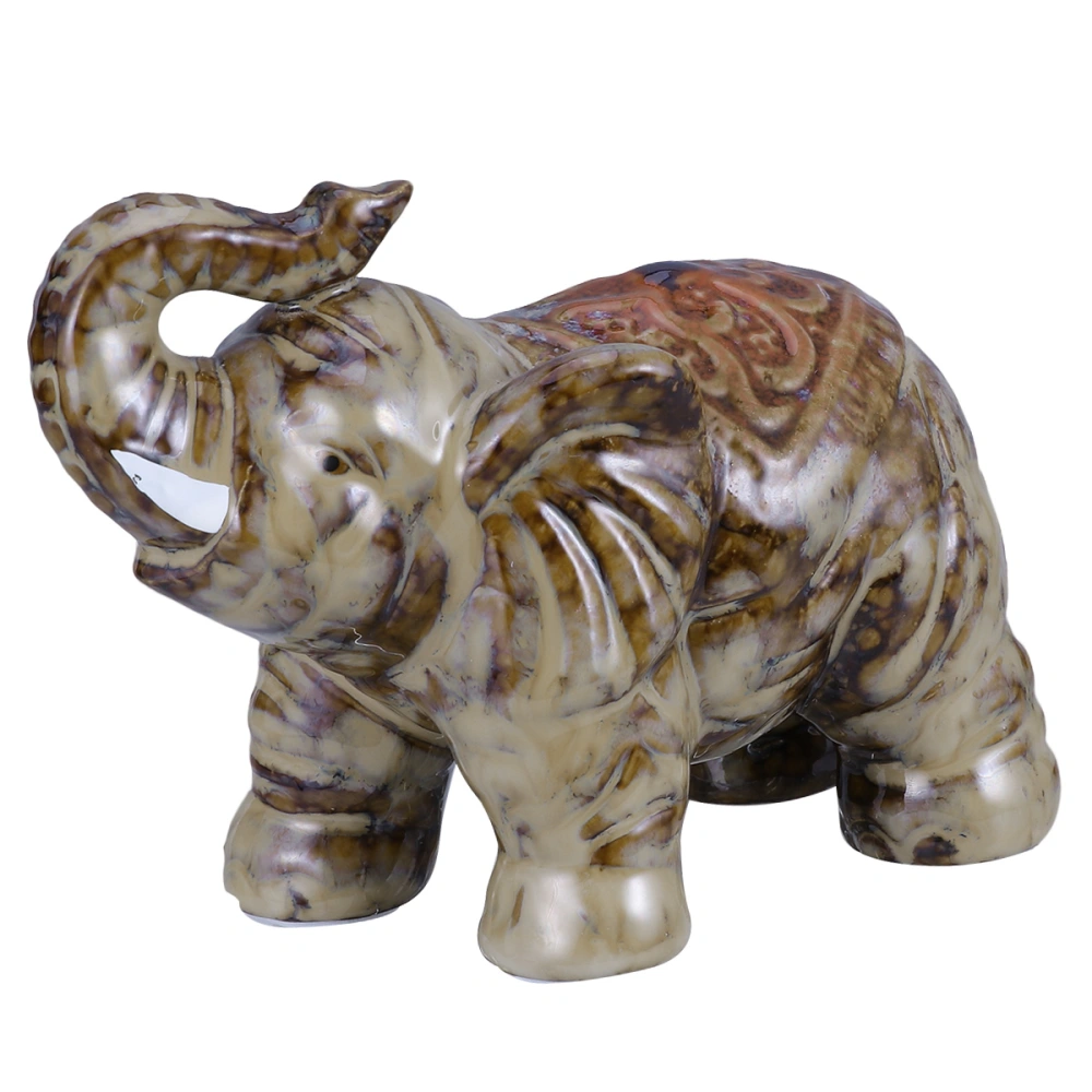 Ceramics Elephant Shape Desktop Decoration Chic Table Adornment Creative Desktop Ornament for Home Living Room (Nose Up)