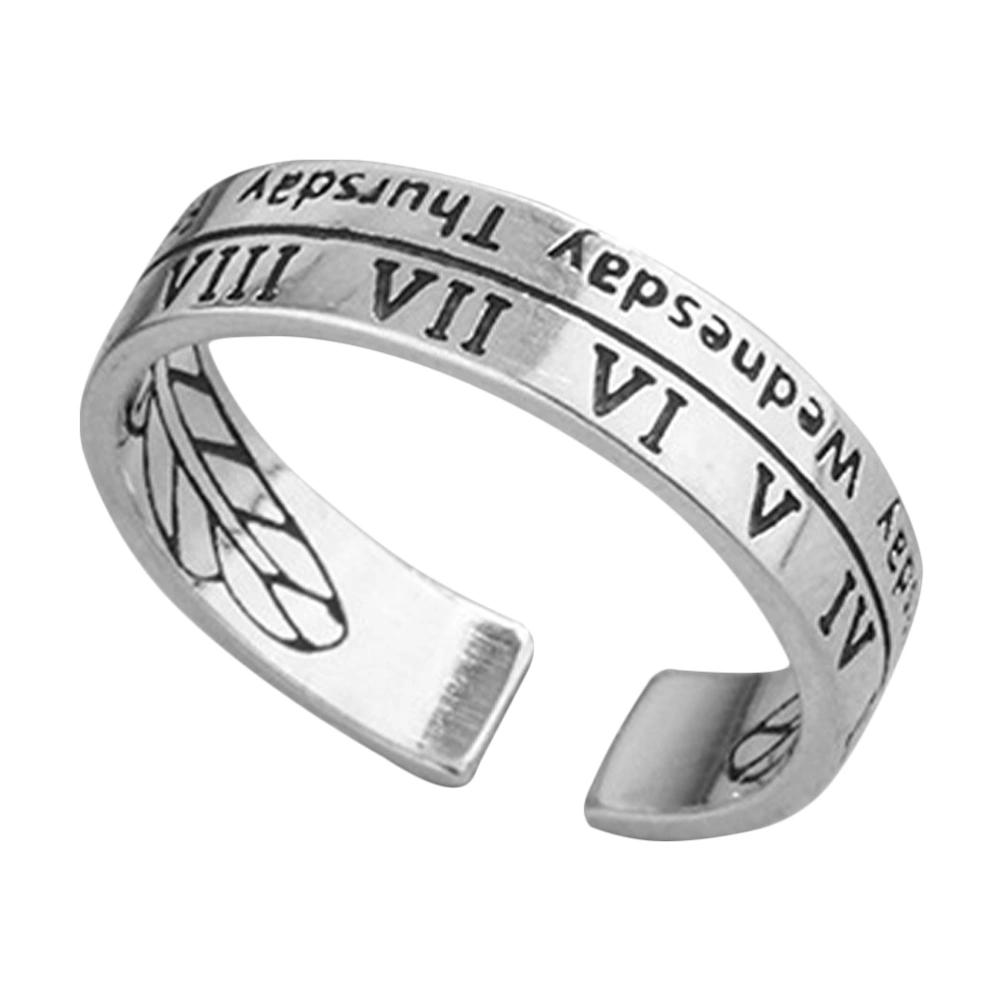 Vintage Roman Numerals Ring Fashion Ring Week Opening Ring for Girl Ladies