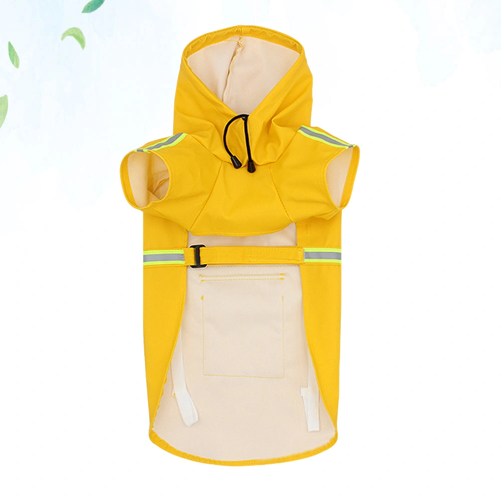 Reflective Strip Dog Raincoat Puppy Rain Coat Waterproof Pet Small Dog Rainwear for Outdoor Walking (Yellow, L)