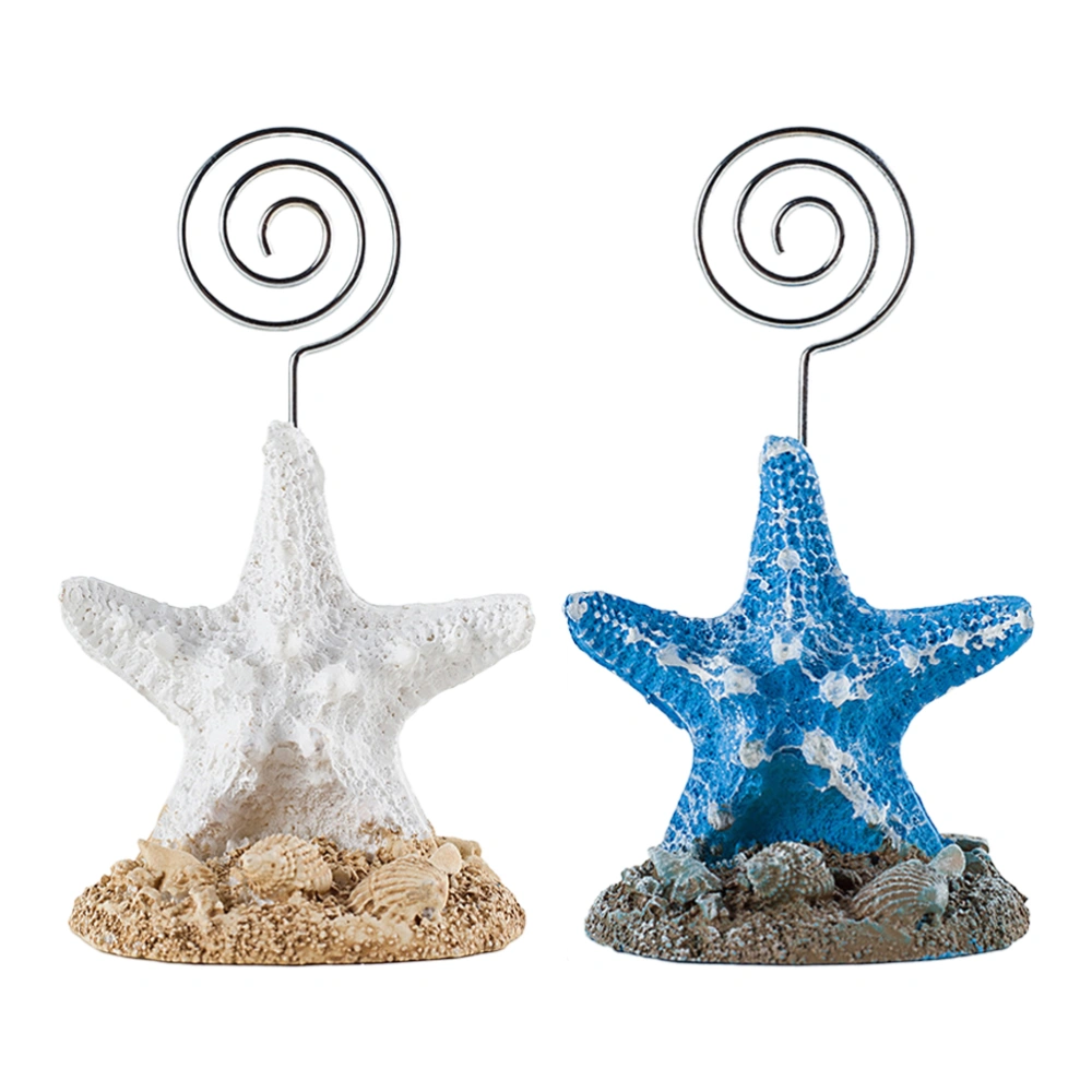 2PCS Delicate Sea Star Note Clip Mediterranean Style Desktop Memo Clip Ornament