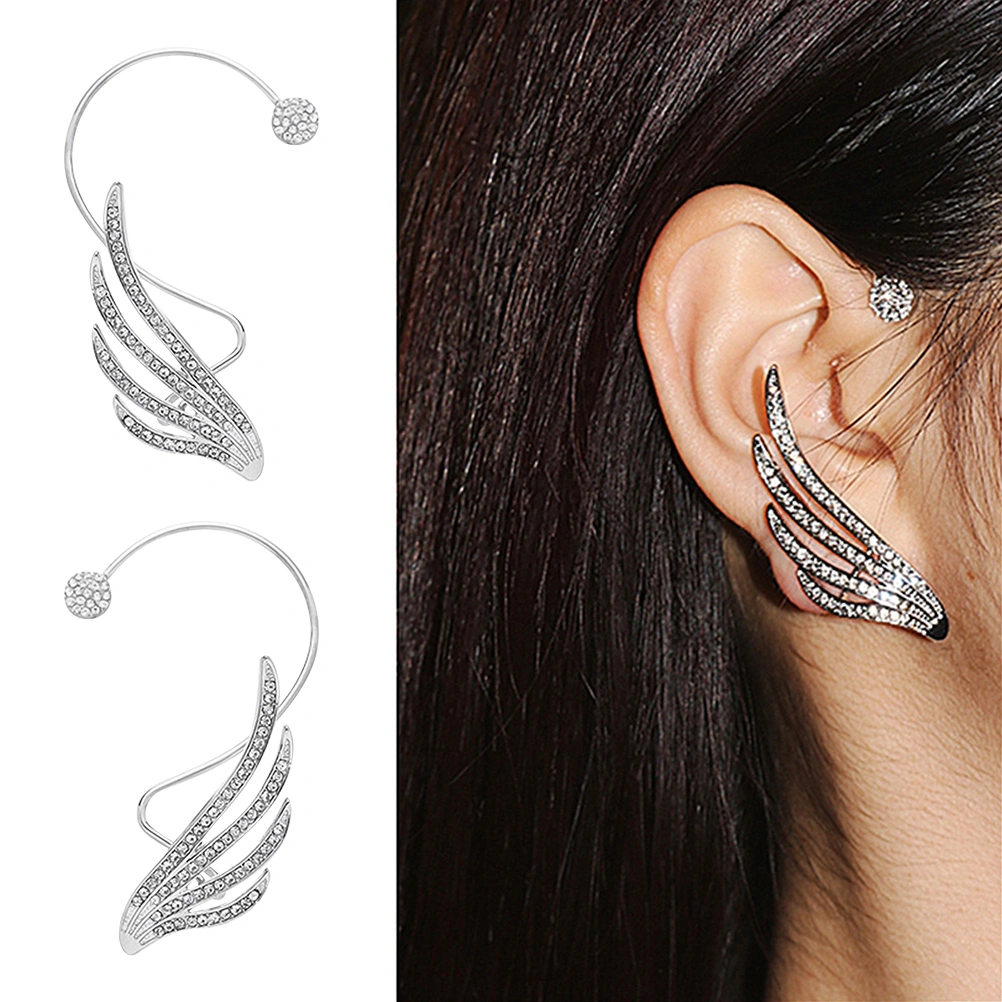 1 Pair of Rhinestone Ear Cuffs Zinc Alloy Earrings Delicate Ear Jewelries