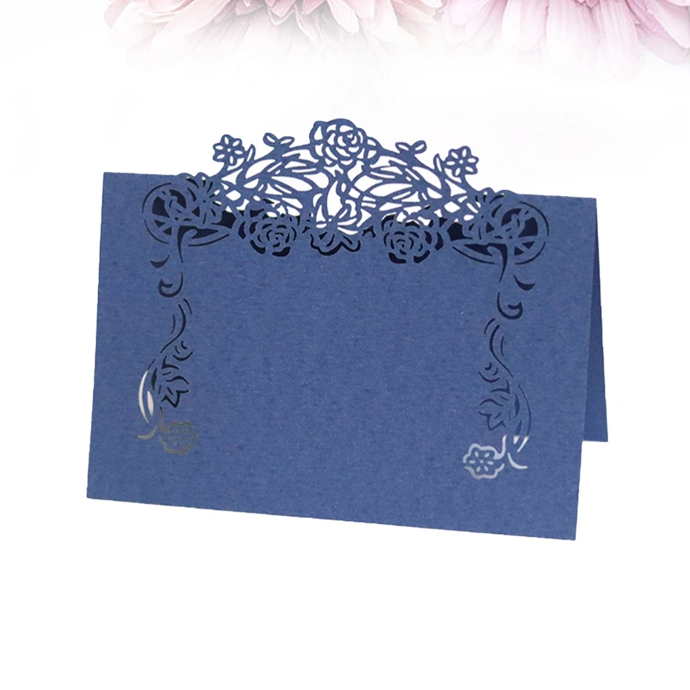 50pcs European Style Seat Wedding Name Seat Delicate Vintage Paper Place Party Creative Table Name (Blue)