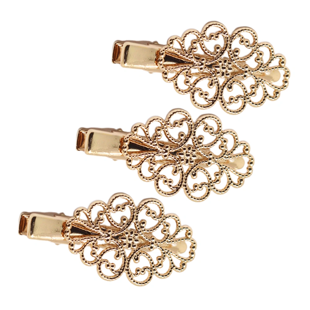 3PCS Retro Hair Clips Brass Hollow Vintage Barrettes Hair Clips for Women Girls