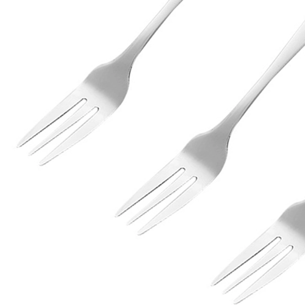 12 Pcs Stainless Steel Fruit Forks Three-tine Dessert Forks Long Handle Pitchforks for Cake Fruit Beefsteak