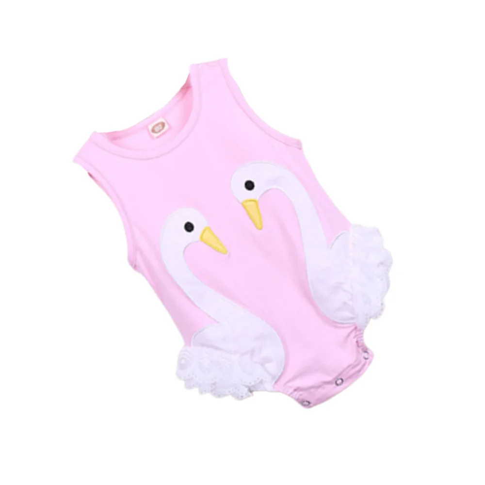 Swan Pattern Newborn Clothing Baby Cotton Clothes Infant Adorable Jumpsuit Baby Dress Costume - Pink (Fit for 73cm Height)