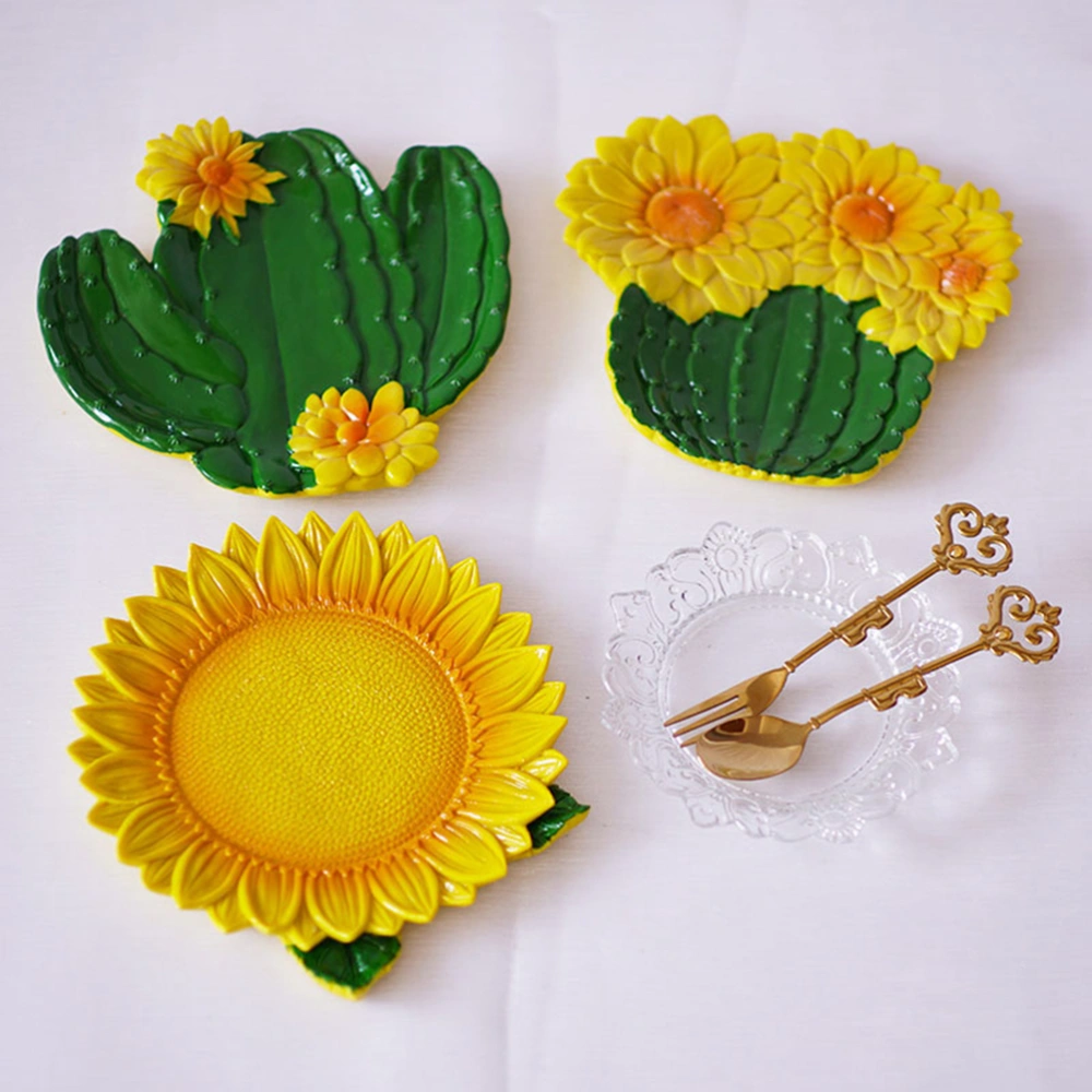 Resin Dried Fruit Plate Simulation Plants Nut Dish Decorative Jewelry Tray (Yellow Sunflower)