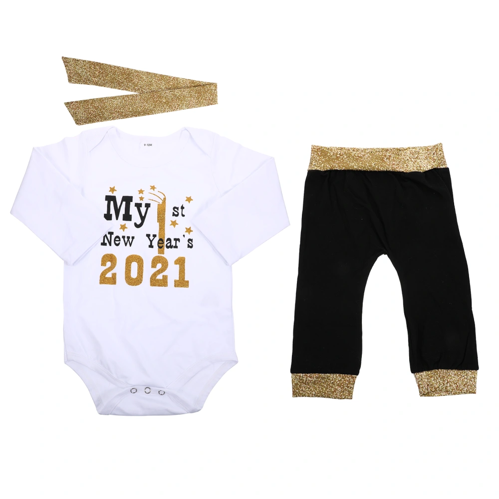 1 Set/3pcs My First New Year's 2021 Baby Outfits with Romper Pants and Headband